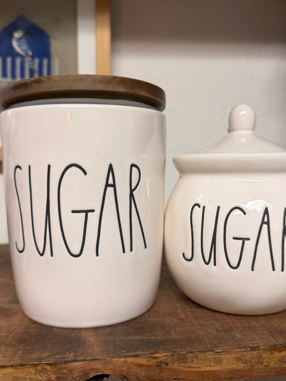 Rae Dunn Sugar Canister Set of 2 – White Ceramic Kitchen Storage